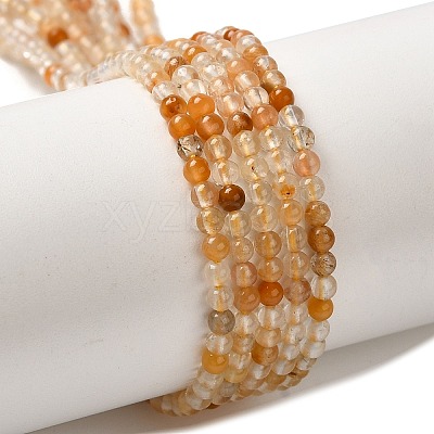Natural Yellow Hematoid Quartz/Golden Healer Quartz Beads Strands G-B090-A09-02-1