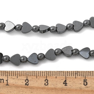 Round Heart Synthetic Non-Magnetic Hematite Beaded Necklaces NJEW-R020-02-1