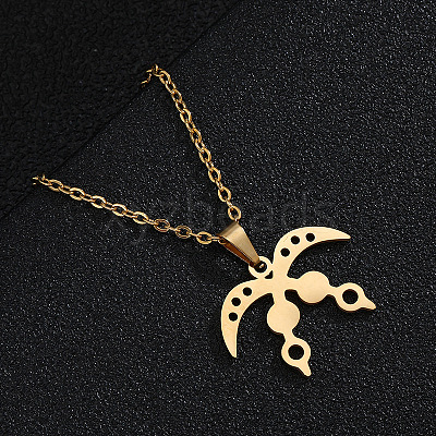 201 Stainless Steel African Dwennimmen Adinkra Symbol Pendant 304 Stainless Steel Cable Chain Necklaces for Women FS-WGEEA52-03-1