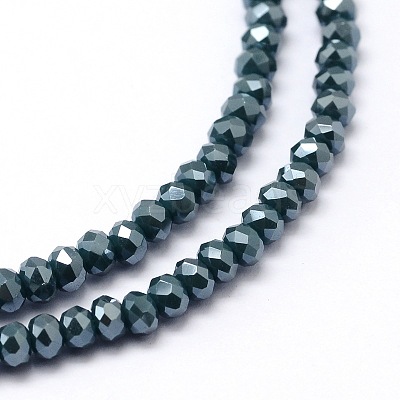Faceted Rondelle Full Rainbow Plated Electroplate Glass Beads Strands EGLA-M004-2mm-A05-1