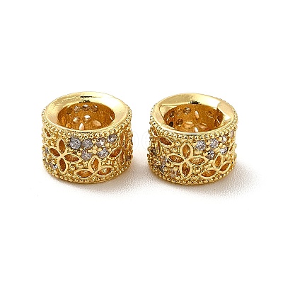 Rack Plating Brass Micro Pave Cubic Zirconia European Beads KK-C010-12-1