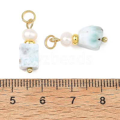 Natural Larimar and Pearl Beaded Pendants PALLOY-JF06040-1