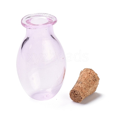Oval Glass Cork Bottles Ornament AJEW-O032-03C-1