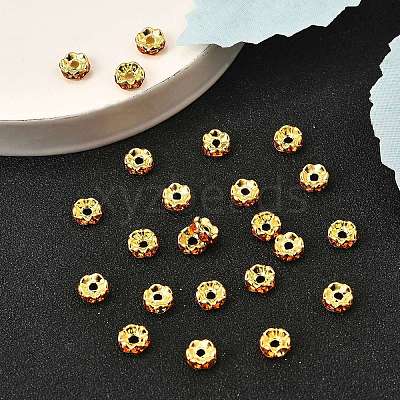 Brass Rhinestone Spacer Beads RB-A014-L6mm-20G-1