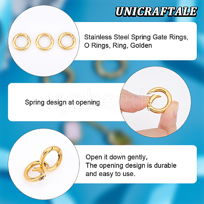 3pcs Stainless Steel Gold Spring Ring Clasps for Jewelry Making