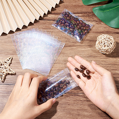 50Pcs Double Face Laser Rectangle PE Cellophane Bags ABAG-TAC0013-14C-1
