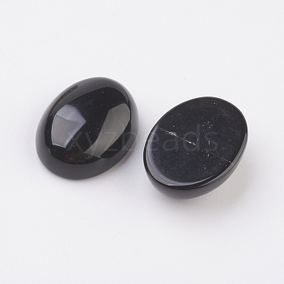 Natural Obsidian Flat Back Cabochons X-G-G741-18x25mm-20-1