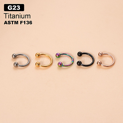 G23 Titanium Circular/Horseshoe Barbell Nose Rings WGFD71D-03-1