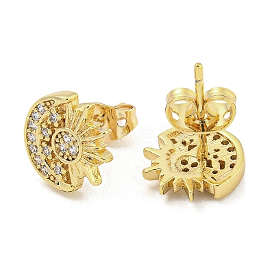 Brass Micro Pave Cubic Zirconia Ear Studs EJEW-P261-26C-G-1