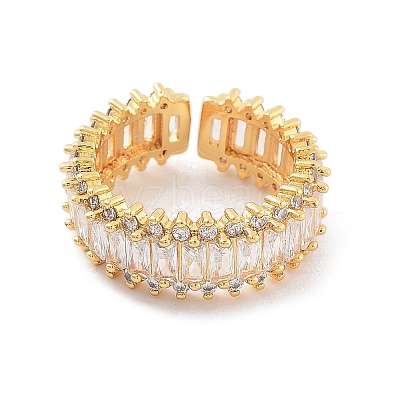 Brass with Cubic Zirconia Open Cuff Rings LS-RJEW-B053-06-1