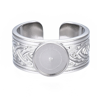Non-Tarnish 304 Stainless Steel Open Cuff Finger Ring Cabochon Settings STAS-T060-05P-1