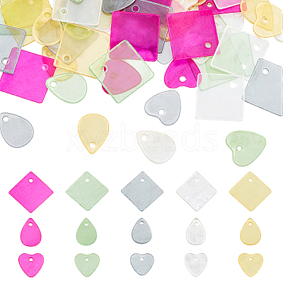 150Pcs 15 Styles Spray Painted Natural Capiz Shell Pendants SHEL-PH0001-74-1