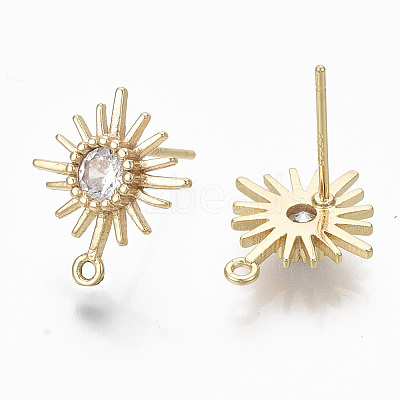Brass Micro Clear Cubic Zirconia Stud Earring Findings X-KK-R132-064-NF-1