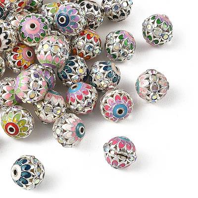 Brass & Alloy & Rhinestone Enamel Beads RB-CBA973B-11D-P-1