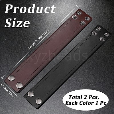 2Pcs 2 Colors Flat Sided Cowhide Leather Cord Bracelets BJEW-CL0001-58-1