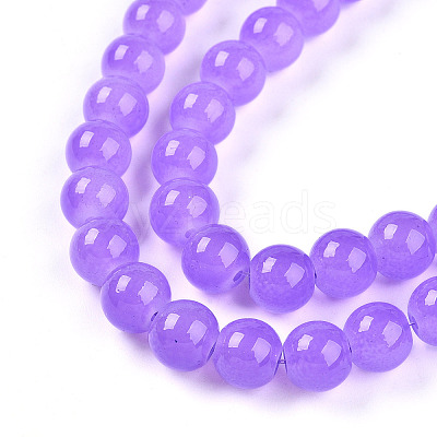 Baking Paint Imitation Jade Glass Round Bead Strands X-DGLA-Q021-8mm-44-1