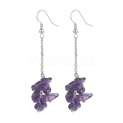 Natural Amethyst Chips Beaded Jewelry Set SJEW-JS01231-03-1