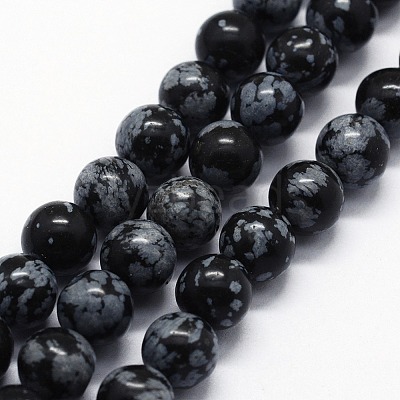 Natural Snowflake Obsidian Beads Strands G-I199-36-10mm-1