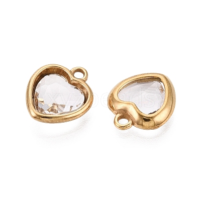 Valentine's Day 304 Stainless Steel with Glass Charms STAS-Q119-01G-1