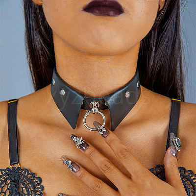 PU Leather Collar Choker Necklaces for Women NJEW-CL0001-23A-1