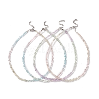 Faceted Gradient Color Glass Beaded Necklaces for Women NJEW-JN04195-1