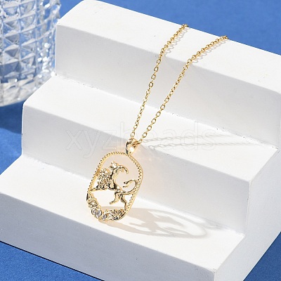 Brass Clear Cubic Zirconia Pendant Necklaces for Women NJEW-B121-01G-04-1