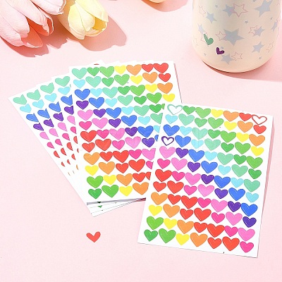 4 Bags Heart Pattern DIY Paper Picture Stickers AJEW-FS0001-17-1