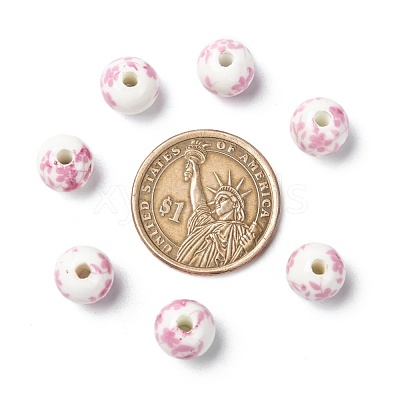 Floral Printed Porcelain Beads PORC-Q201-10mm-3-1