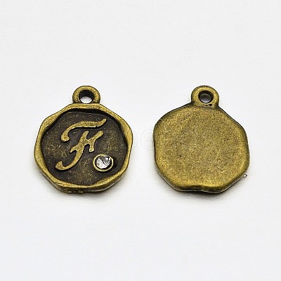 Antique Bronze Plated Alloy Rhinestone Charms LS-ALRI-J152-F-NF-1