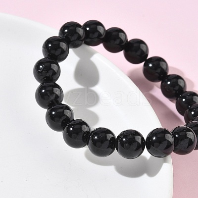Natural Tourmaline Round Beads Stretch Bracelets for Women BJEW-Z158-03E-02-1