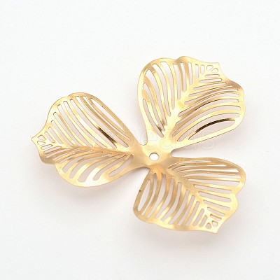 3-Petal Flower Rack Plating Iron Bead Caps X-IFIN-D071-1