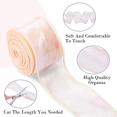 3 Rolls 3 Colors Flat Rainbow Color Organza Ribbon OCOR-TA0001-47-1