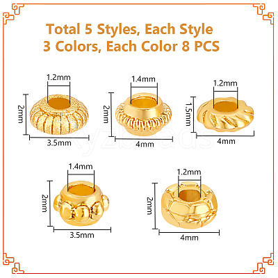 120Pcs 15 Styles Zinc Alloy Spacer Beads FIND-GA0004-65-1
