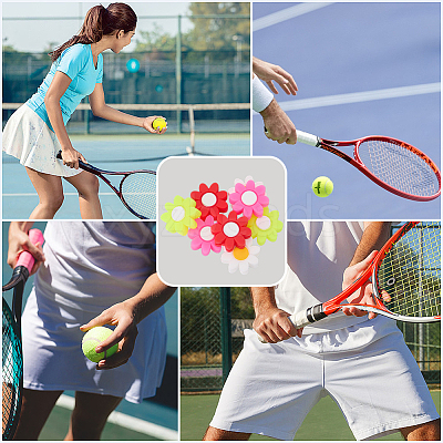 8Pcs 4 Colors Flower Silicone Tennis Racquet Dampener AJEW-CN0005-02-1