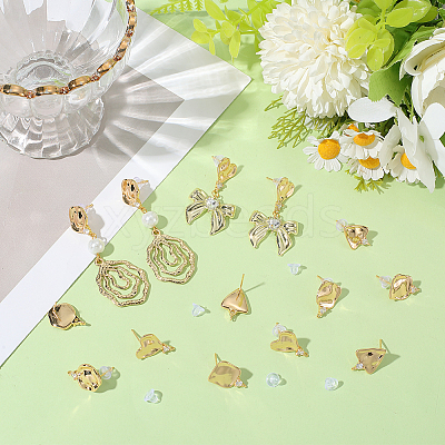 16Pcs 4 Styles Brass Micro Pave Cubic Zirconia Stud Earring Findings KK-BBC0018-64-1