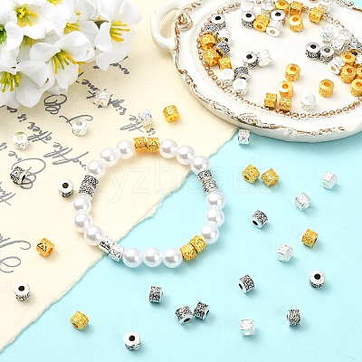 90Pcs 3 Colors Tibetan Style Alloy Beads TIBEB-YW0001-41-1