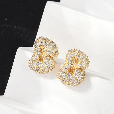Brass Micro Pave Cubic Zirconia Stud Earrings EJEW-Z091-04G-B-1