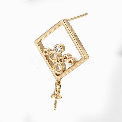 Brass Micro Pave Cubic Zirconia Stud Earring Findings KK-R117-057-NF-1