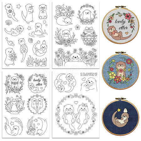 4 Sheets 11.6x8.2 Inch Stick and Stitch Embroidery Patterns DIY-WH0455-200-1