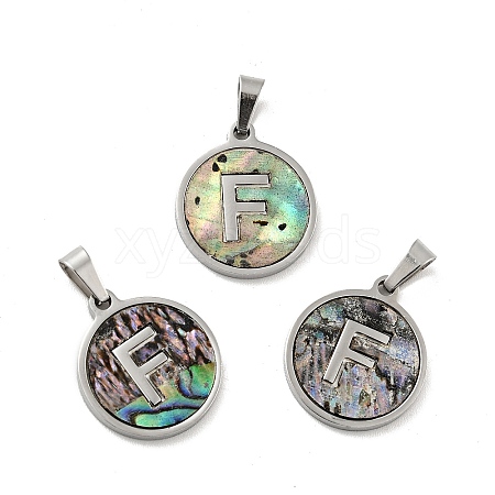 304 Stainless Steel with Paua Shell Pendants STAS-G268-02F-P-1