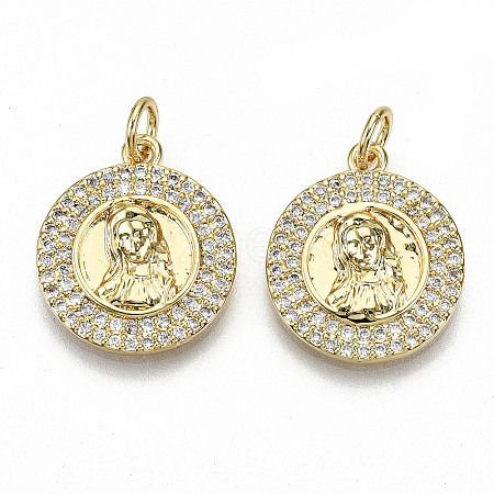 Brass Micro Pave Clear Cubic Zirconia Pendants ZIRC-S067-127-NF-1