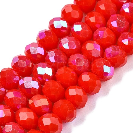 Electroplate Opaque Solid Color Glass Beads Strands EGLA-A044-P6mm-L22-1