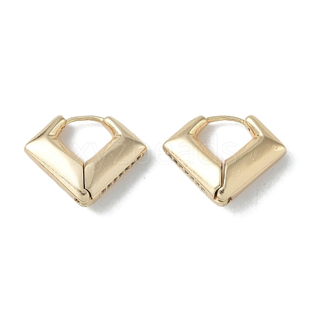 Rhombus Brass Micro Pave Cubic Zirconia Stud Earrings for Women EJEW-H006-03G-1