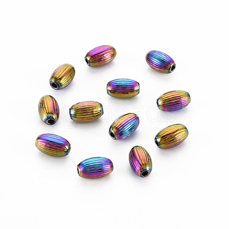 Rack Plating Rainbow Color Alloy Beads PALLOY-S180-366-1
