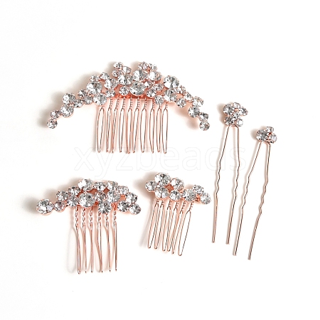 Alloy Hair Combs & Hair Forks Set PW-WG05378-02-1