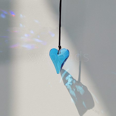 Glass Heart Suncatcher Hanging Ornaments PW-WGA6B84-06-1