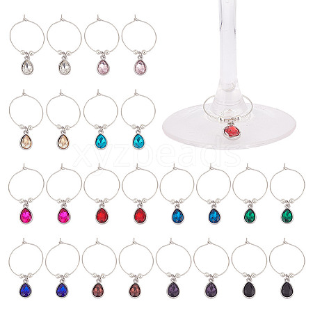 24Pcs 12 Colors Brass Wine Glass Charms AJEW-GO00016-1