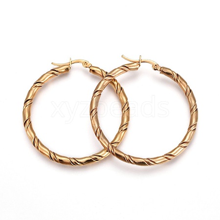 304 Stainless Steel Hoop Earrings X-EJEW-F188-22G-D-1