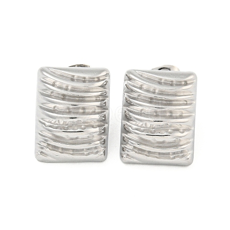 Non-Tarnish Rectangle 304 Stainless Steel Ear Studs EJEW-L290-023P-1