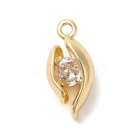 Marine Animal Theme Golden Brass Micro Pave Clear Cubic Zirconia Pendants KK-U031-01G-01-1